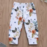 Baby Girl Print Flowers Ruffles Blouse and Pants Two Pieces Outfits