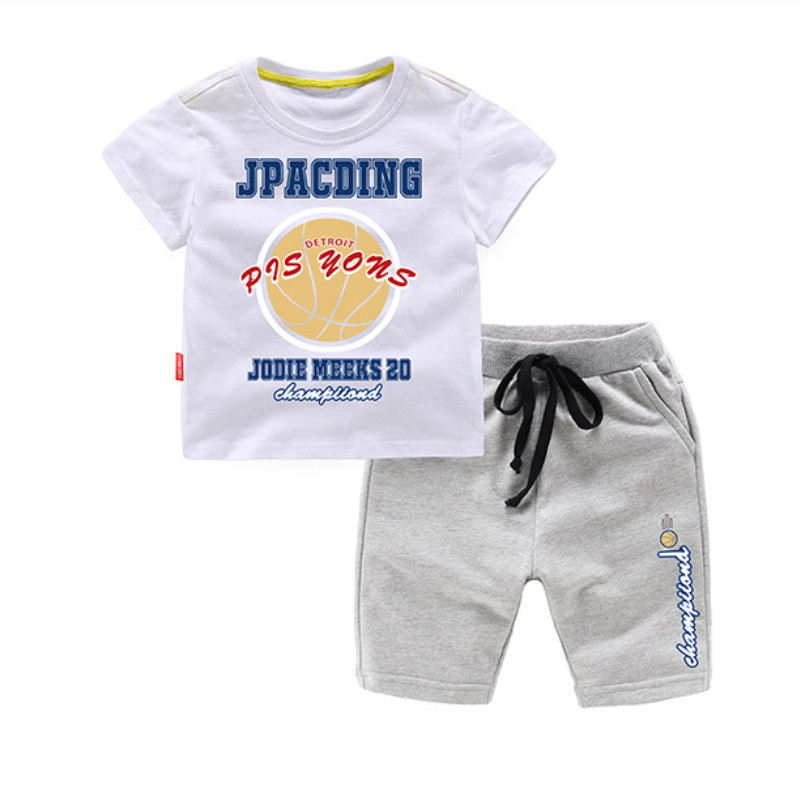 Boys Print Sport Basketball Tshirts and Short TwoPiece Outfit