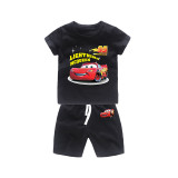 Boys Print Racing Cars T-shirts and Short Two-Piece Outfit