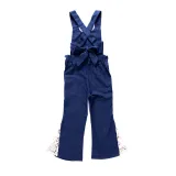 Girls Lace Flared Dark Blue Denim Jumpsuits