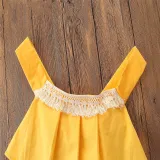 Baby Girl Yellow Tassels Blouse and Flowers Pompoms Shorts Skirt Two Pieces Outfits