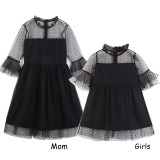 Mommy and Me Ruffles Black Mesh Princess Dresses