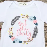 Baby Girl Print Slogans Short Sleeves Bodysuit and Leafs Pants Two Pieces Outfits with Hairband