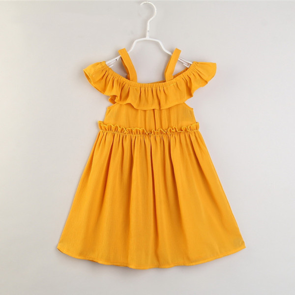 Mommy and Me Yellow Off The Shoulder Slip Dresses