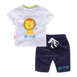 Boys Print Roar Lion T-shirts and Short Two-Piece Outfit