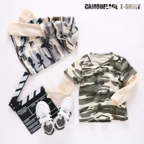 Boys Prints Camouflage Color Long Sleeves Tee