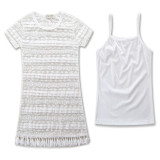 Mommy and Me White Vest and Lace Tassels Dress Two-piece Outfits