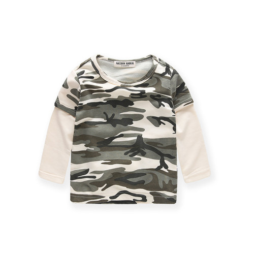 Boys Prints Camouflage Color Long Sleeves Tee