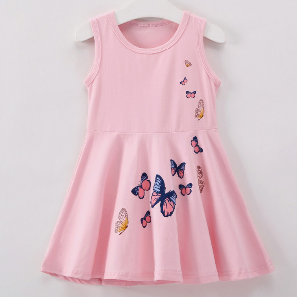 Girls Print Butterfly A-line Sleeveless Dress