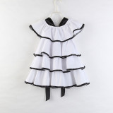 Girls Layers Ruffles Off The Shoulder Casual Dress