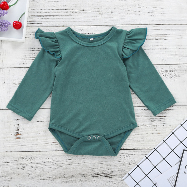 Children's Ruffled Bodysuit and Floral Pants Outfit Set with Headband main image 1
