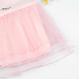 Girls Print Unicorns Tutu Pink Dress