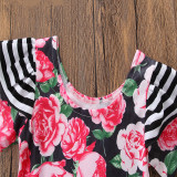 Baby and Toddler Girl Prints Pink Flowers Swimsuit With Hairband