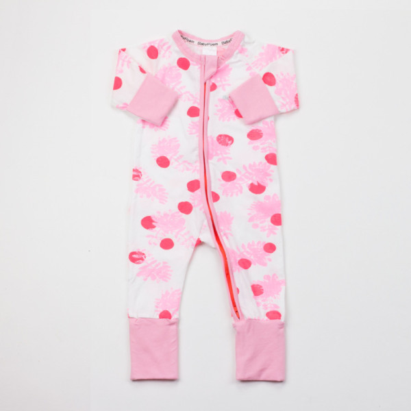 Baby Girl Zip-Up Print Red Fruit Cotton Long Sleeve One piece