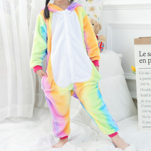 Kids Rainbow Unicorn Onesie Kigurumi Pajamas Kids Animal Costumes for Unisex Children