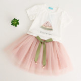 Girls Prints Watermelon T-shirt and Tutu Skirt Two-Piece Outfit