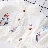 Toddler Girl Embroidery Flowers Ruffled Collar Long Sleeve Blouse