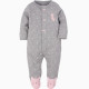 Baby Boy Snap-Up Grey Dots Print Cat Footed Cotton Long Sleeve One piece （0-1Years）