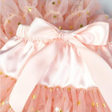 Toddler Girl Pink Tutu Tulle Gold Stars Skirt Princess Fluffy Soft Chiffon Pettiskirt
