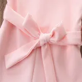 Girls Pure Color Bowknot Cut Out Jumpsuits