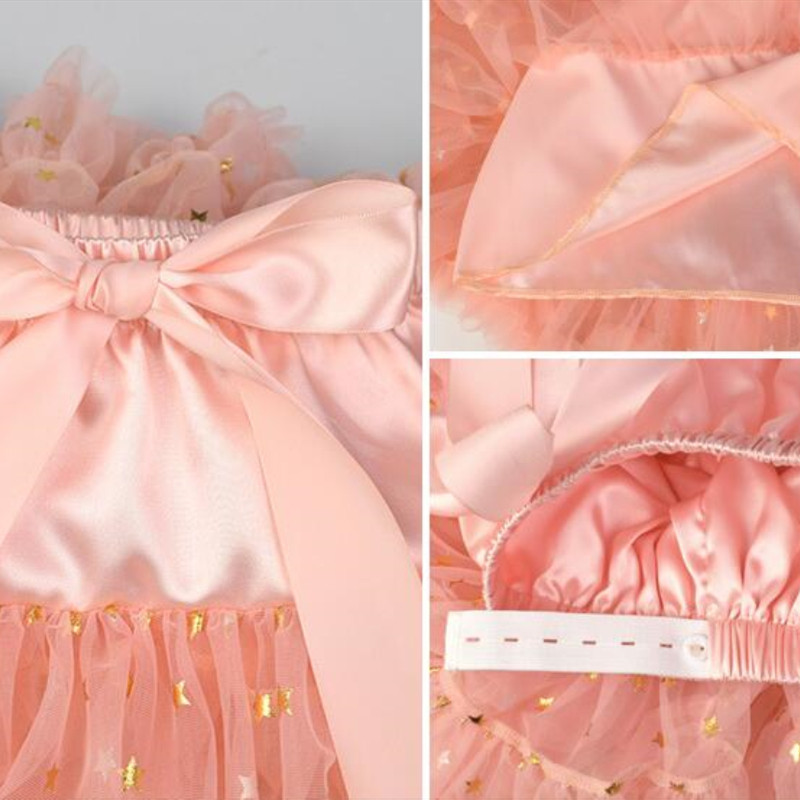 Toddler Girl Pink Tutu Tulle Gold Stars Skirt Princess Fluffy Soft