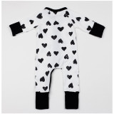 Baby Boy Zip-Up Print Black Hearts Cotton Long Sleeve One piece
