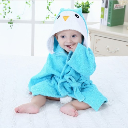 Baby Penguin Bathrobe Tracksuit Thicken Cute Cartoon Animal Hooded Sleepwear