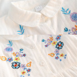 Girl Embroidery Flowers Long Sleeves Shirt Dress