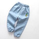 Girls Print Pineapple Lightweight Denim Jeans With Rubber Waist