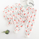 Girls Lace Ruffles Prints Flowers Sleepwear Pajamas