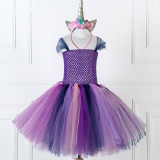 Girl Purple Crocheted Princess Tutu Dress