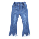 Girls Lace Flared Jeans Bottoms