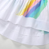 Girls Rainbow Slip Irregular Summer Dress