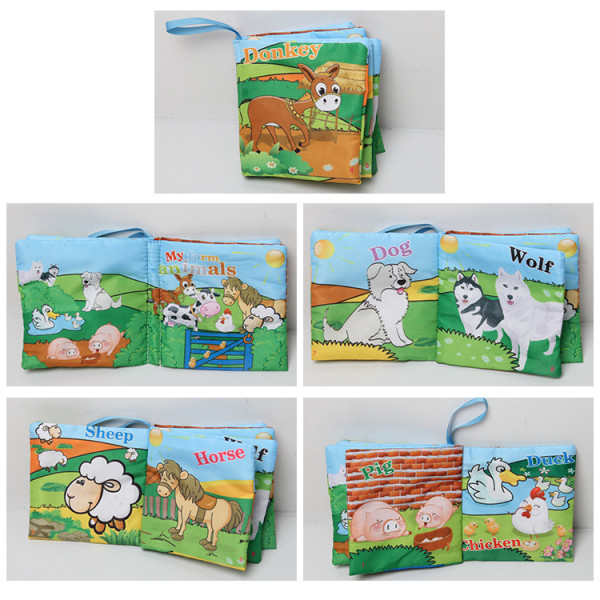Baby's First Touch and Feel Soft Cloth Book Learn Farms Animals