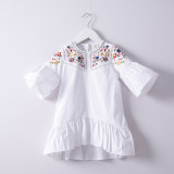 Girls Stripes Embroidery Bell Dress