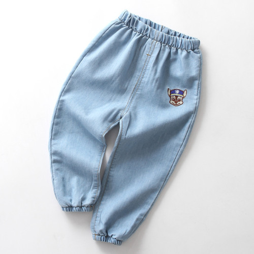 Boys Print Dog Lightweight Denim Jeans With Rubber Waist