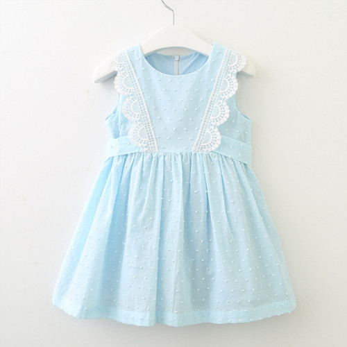 Girls Blue Lace Summer Sleeveless Dress