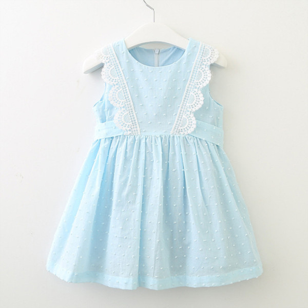 Girls Blue Lace Summer Sleeveless Dress