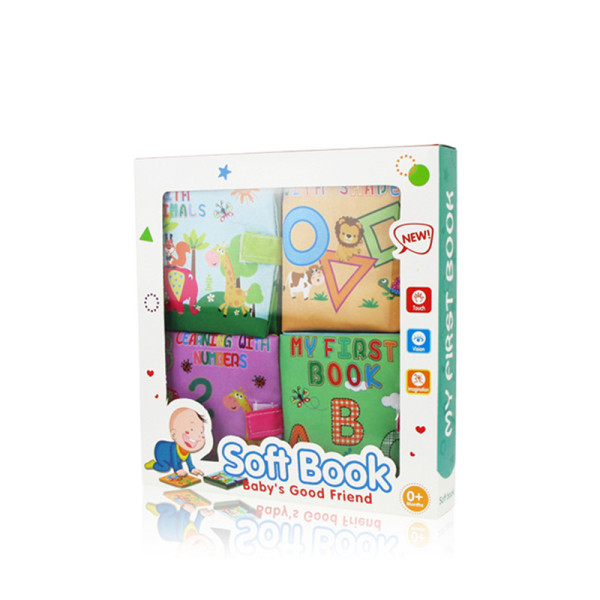 Baby's First Touch and Feel Soft Cloth Book Set 4 Packs