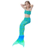 3PCS Kid Girls Mermaid Tail For Fancy Princess Bikini Swimsuit With Free Garland Color Random