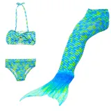 3PCS Kid Girls Mermaid Tail For Fancy Princess Bikini Swimsuit With Free Garland Color Random