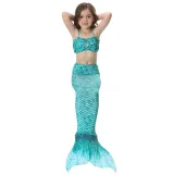 3PCS Kid Girls Mermaid Tail For Fancy Princess Bikini Swimsuit With Free Garland Color Random