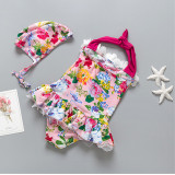 Kid Girls' Flowers Ruffles Swimwear