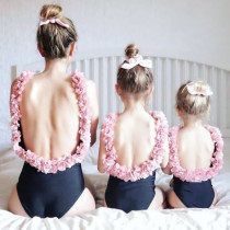 Mommy and Me Matching Swimwear 3D Flowers Swimsuit