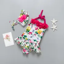 Kid Girls' Flowers Ruffles Swimwear