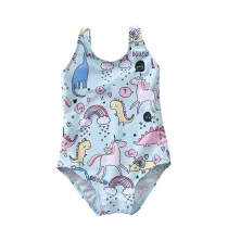 Kid Girl's Print Cute Cartoon Animals Blue Swimsuit