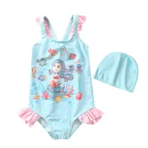 Kid Girl's Print Mermaid Dots Beach Swimwear