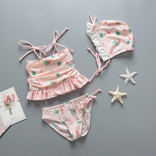 Kid Girls' Flamingos Ruffles Swimwear
