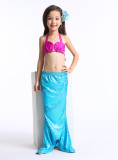 3PCS Kid Girls Blue Mermaid Tail For Fancy Princess Bikini Swimsuit With Free Garland Color Random