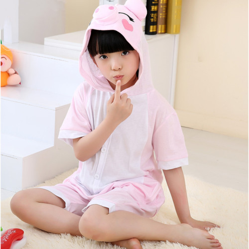 Kids Pink Pig Summer Short Onesie Kigurumi Pajamas